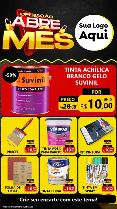 Modelo de Rede Social para Stories com o tema Operação Abre Mês para Tintas e Ferramentas