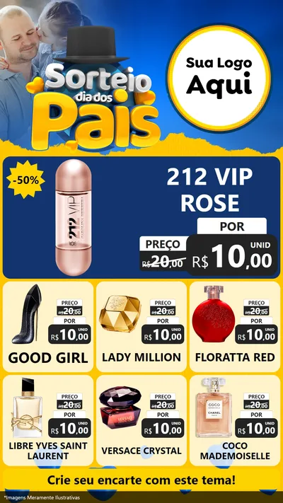 Modelo de Rede Social para Stories com o tema Sorteio Dia Dos Pais para Perfumes