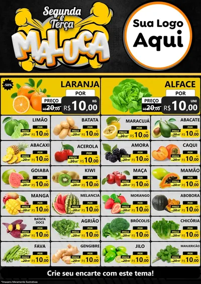 Modelo de Encarte para Encarte A4 Vertical com o tema Segunda e Terça Maluca para Hortifrúti
