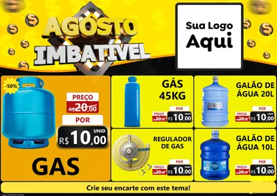 Modelo de Encarte para Encarte A4 Horizontal com o tema Agosto Imbatível para Água e gás
