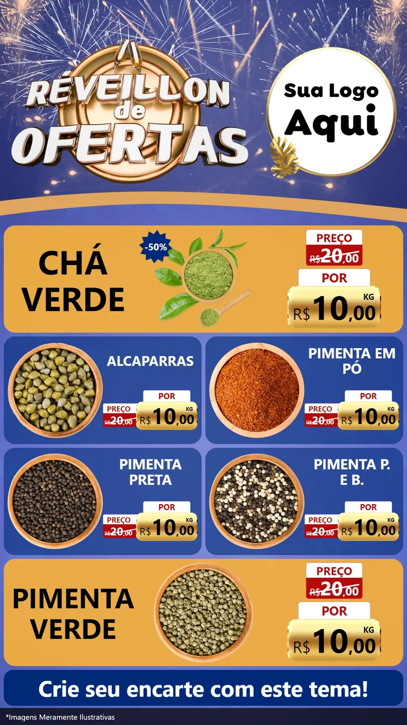 Modelo de TV para TV Vertical com o tema Réveillon de Ofertas para Produtos Naturais