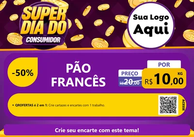 Modelo de Cartaz para Cartaz A4 Horizontal com o tema Super Dia do Consumidor para Padaria