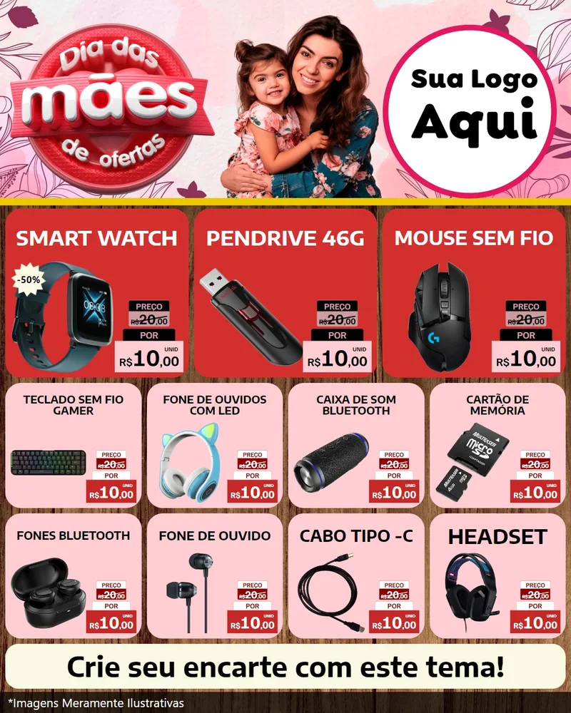 Modelo de Rede Social para Feed Instagram com o tema Dia Das Mães De Ofertas para Informática