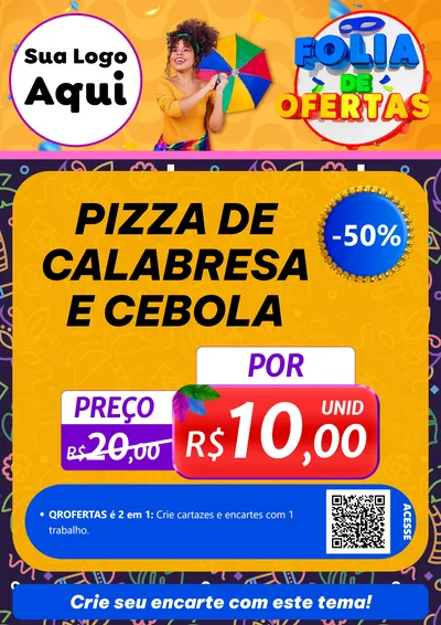 Modelo de Cartaz para Cartaz A4 Vertical com o tema Folia de Ofertas para Pizzaria