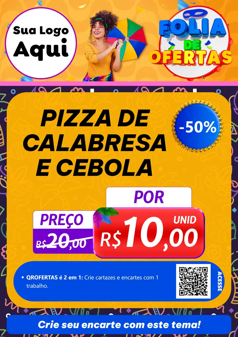 Modelo de Cartaz para Cartaz A4 Vertical com o tema Folia de Ofertas para Pizzaria