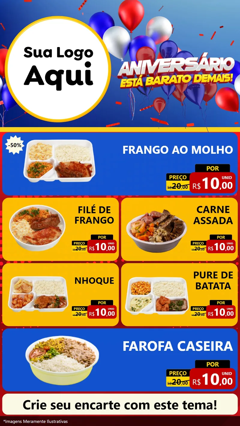 Modelo de TV para TV Vertical com o tema Aniversário para Restaurante