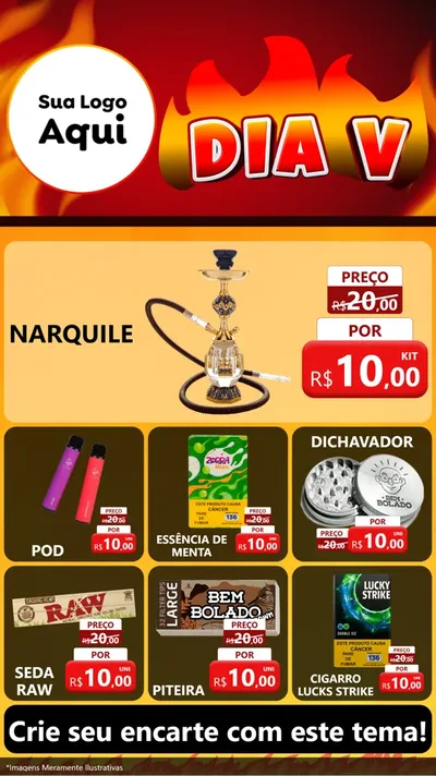 Modelo de Rede Social para Stories com o tema Dia V para Tabacaria