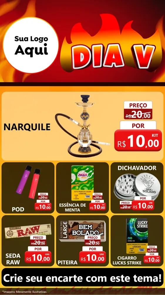 Modelo de Rede Social para Stories com o tema Dia V para Tabacaria
