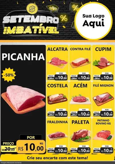 Modelo de Encarte para Encarte A4 Vertical com o tema Setembro Imbatível para Açougue