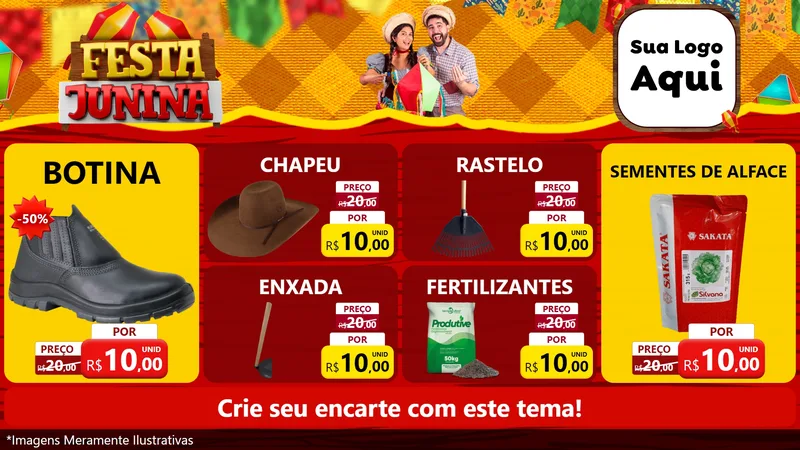Modelo de TV para TV Horizontal com o tema Festa Junina para Agropecuária