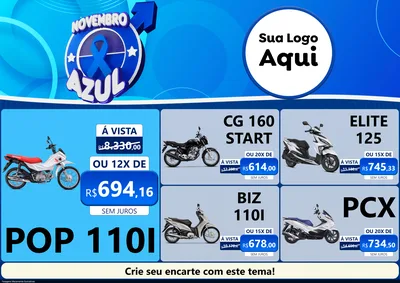 Modelo de Encarte para Encarte A4 Horizontal com o tema Novembro Azul para Concessionaria de Motos