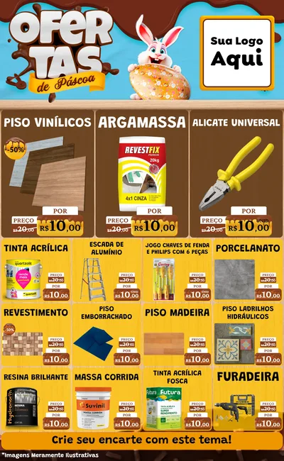 Modelo de Encarte para Encarte Grande com o tema Ofertas de Páscoa para Material para Construção