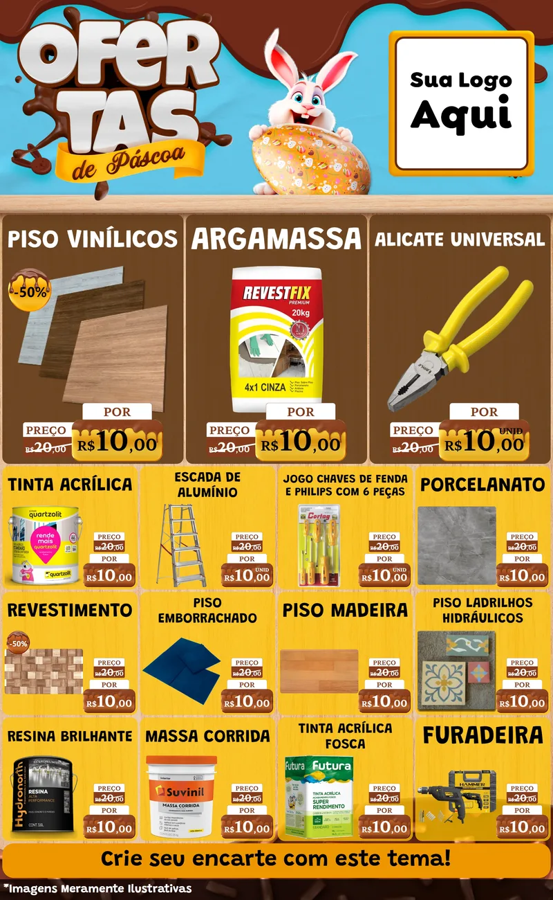 Modelo de Encarte para Encarte Grande com o tema Ofertas de Páscoa para Material para Construção