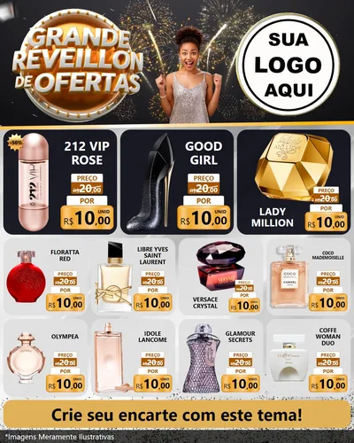 Modelo de Rede Social para Feed Instagram com o tema Grande Réveillon de Ofertas para Perfumes