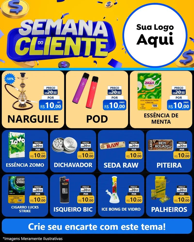 Modelo de Rede Social para Feed Instagram com o tema Semana do Cliente para Tabacaria
