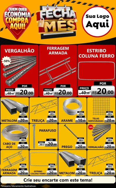 Modelo de Encarte para Encarte Grande com o tema Fecha Mês para Ferragens