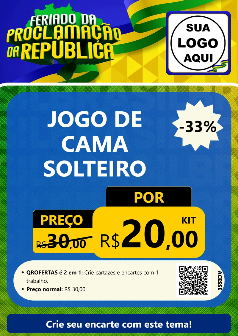 Modelo de Cartaz para Cartaz A4 Vertical com o tema Feriado da Proclamação da República para Cama, Mesa e Banho