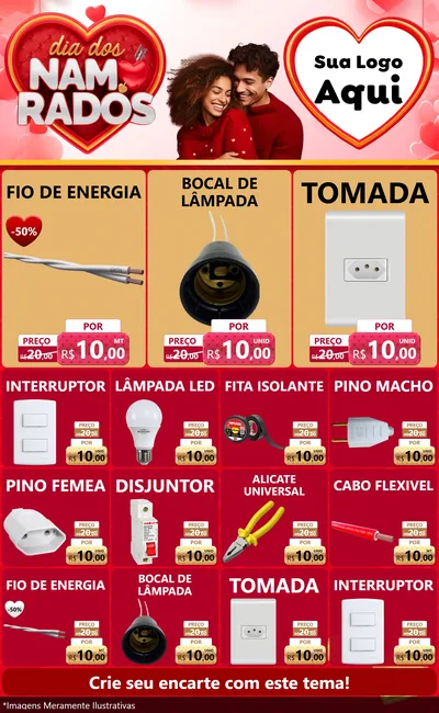 Modelo de Encarte para Encarte Grande com o tema Dia dos Namorados para Materiais Elétricos