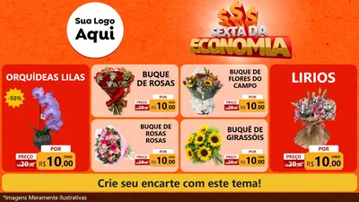 Modelo de TV para TV Horizontal com o tema Sexta da Economia para Floricultura e jardim
