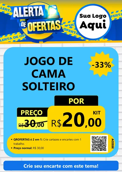 Modelo de Cartaz para Cartaz A4 Vertical com o tema Alerta de Ofertas para Cama, Mesa e Banho