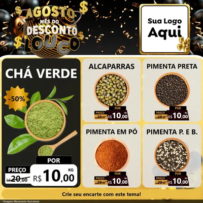 Modelo de Rede Social para Feed Facebook com o tema Agosto Mês do Desconto Louco para Produtos Naturais