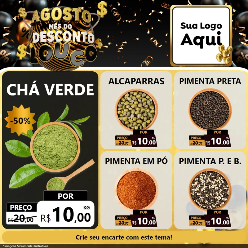 Modelo de Rede Social para Feed Facebook com o tema Agosto Mês do Desconto Louco para Produtos Naturais