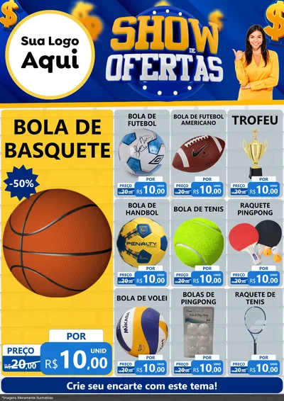 Modelo de Encarte para Encarte A4 Vertical com o tema Show de Ofertas para Artigos Esportivos
