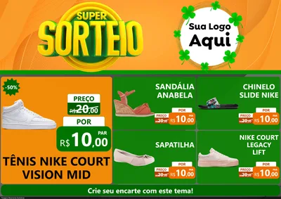 Modelo de Encarte para Encarte A4 Horizontal com o tema Super Sorteio para Calçados