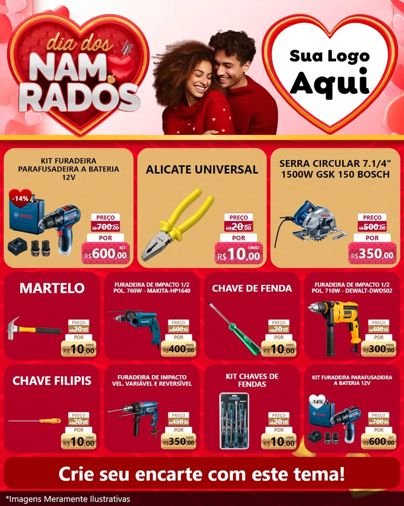Modelo de Rede Social para Feed Instagram com o tema Dia dos Namorados para Maquinas e Ferramentas