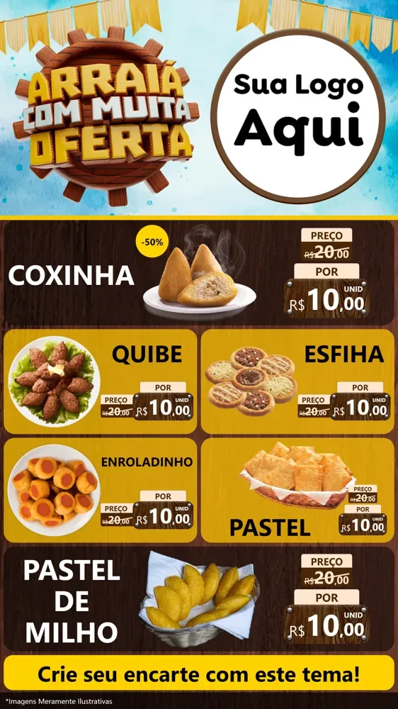 Modelo de TV para TV Vertical com o tema Ofertas de São João - Junina para Salgadaria