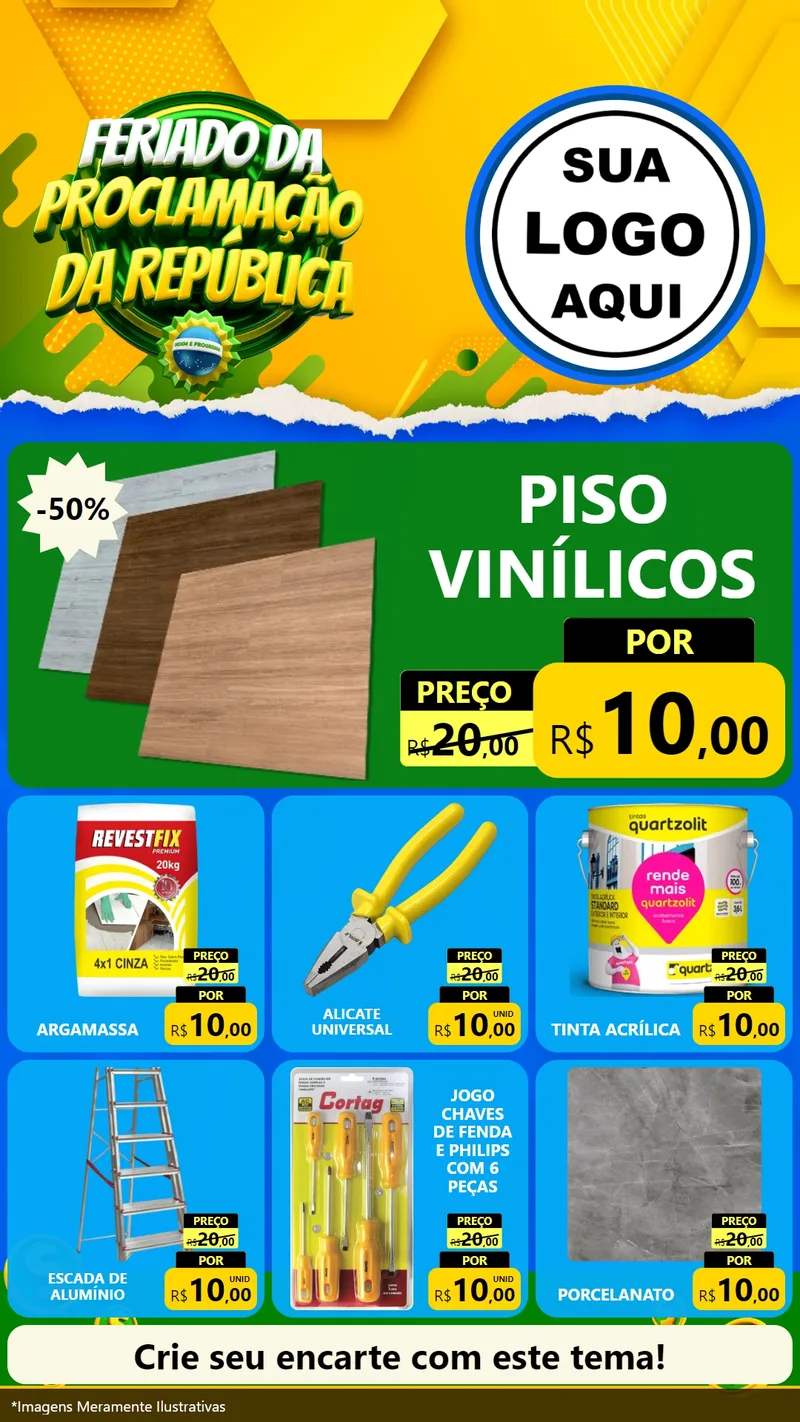 Modelo de Rede Social para Stories com o tema Feriado da Proclamação da República para Material para Construção