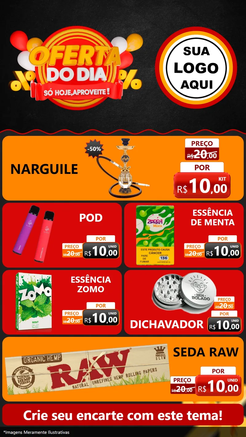 Modelo de TV para TV Vertical com o tema Oferta do Dia - Só hoje, Aproveite! para Tabacaria