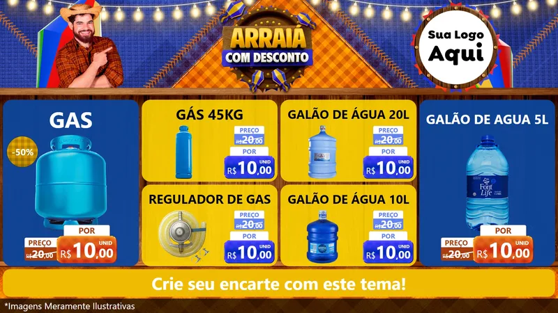 Modelo de TV para TV Horizontal com o tema Arraiá Com Desconto para Água e gás