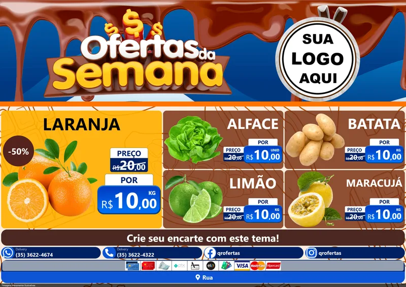 Modelo de Encarte para Encarte A4 Horizontal com o tema Ofertas da Semana - Páscoa para Hortifrúti