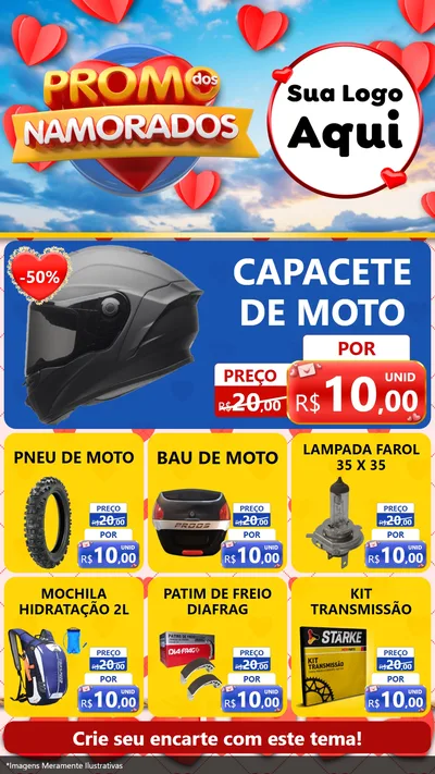 Modelo de Rede Social para Stories com o tema Promo dos Namorados para Moto peças