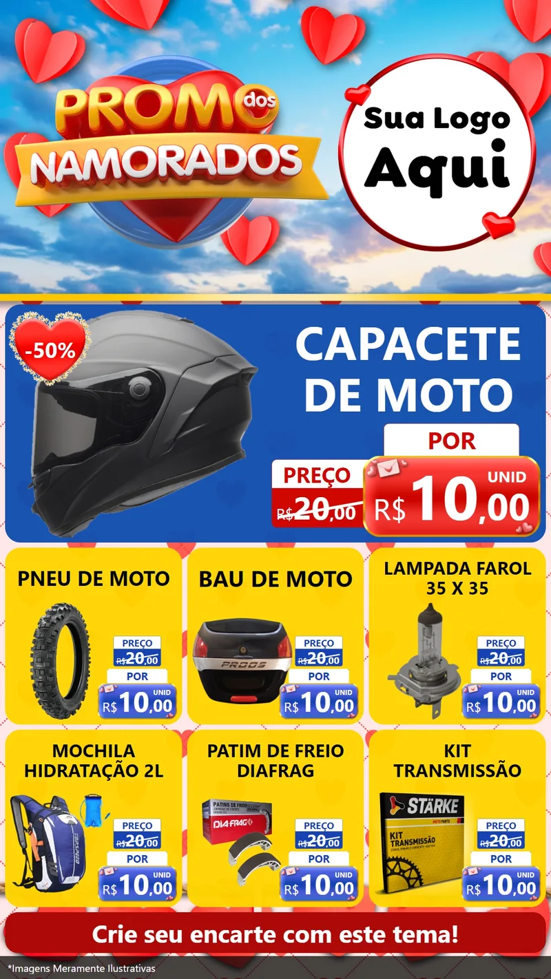 Modelo de Rede Social para Stories com o tema Promo dos Namorados para Moto peças