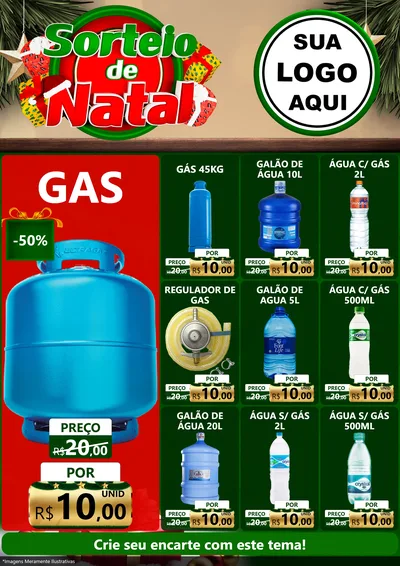 Modelo de Encarte para Encarte A4 Vertical com o tema Sorteio de Natal para Água e gás