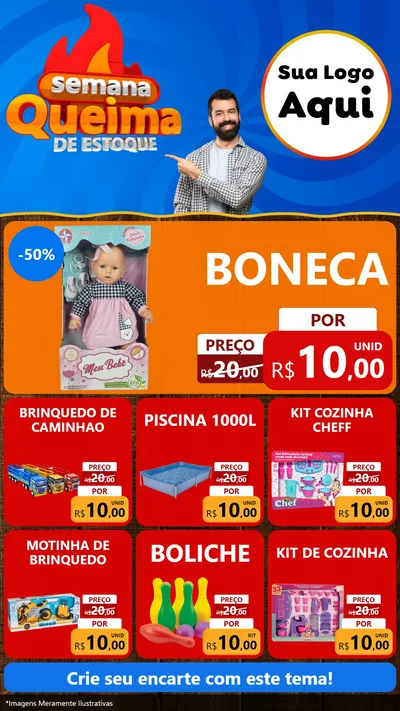 Modelo de Rede Social para Stories com o tema Semana Queima de Estoque para Brinquedos
