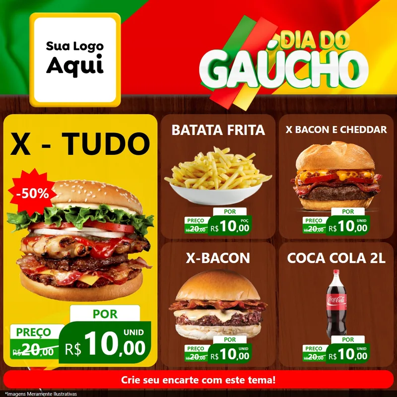 Modelo de Rede Social para Feed Facebook com o tema Dia do Gaúcho para Hamburgueria