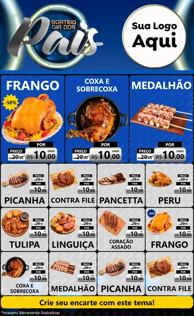 Modelo de Encarte para Encarte Grande com o tema Sorteio Dia Dos Pais para Assados