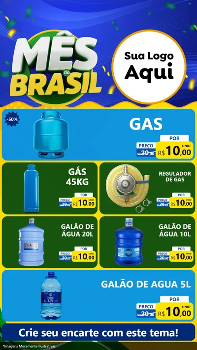 Modelo de TV para TV Vertical com o tema Mês do Brasil para Água e gás