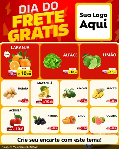 Modelo de Rede Social para Feed Instagram com o tema Dia do Frete Grátis para Hortifrúti