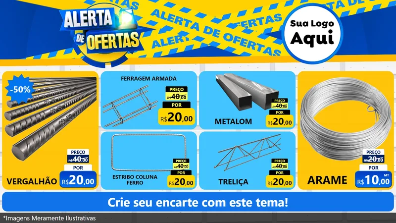 Modelo de TV para TV Horizontal com o tema Alerta de Ofertas para Ferragens