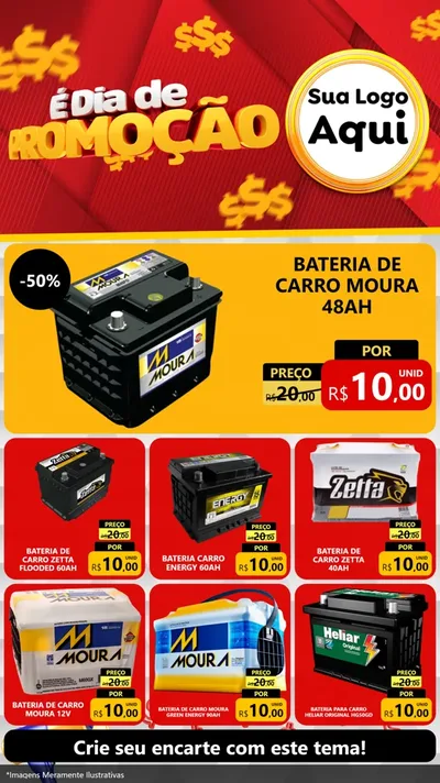 Modelo de Rede Social para Stories com o tema É Dia De Promoção para Baterias Elétricas