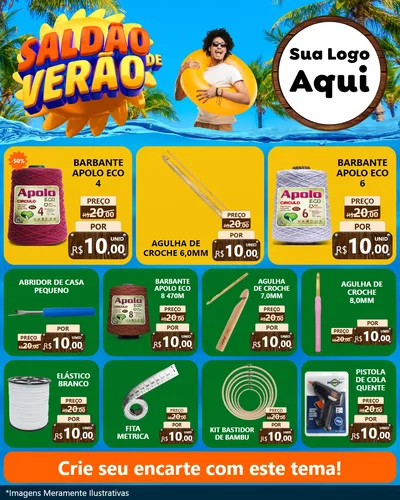 Modelo de Rede Social para Feed Instagram com o tema Saldão de Verão para Armarinho e Aviamentos