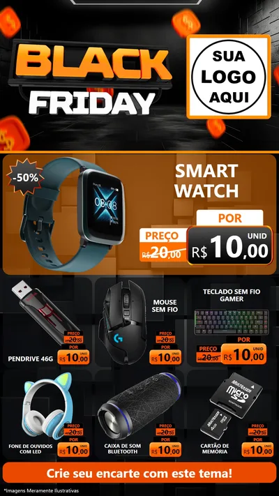 Modelo de Rede Social para Stories com o tema Black Friday para Informática