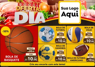 Modelo de Encarte para Encarte A4 Horizontal com o tema Ofertas do Dia para Artigos Esportivos