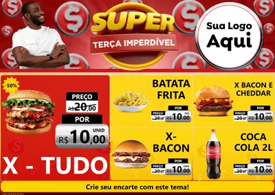 Modelo de Encarte para Encarte A4 Horizontal com o tema Super Terça Imperdível para Hamburgueria