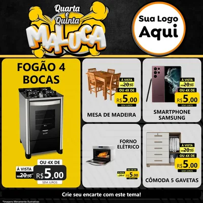 Modelo de Rede Social para Feed Facebook com o tema Quarta e Quinta Maluca para Móveis e Eletro