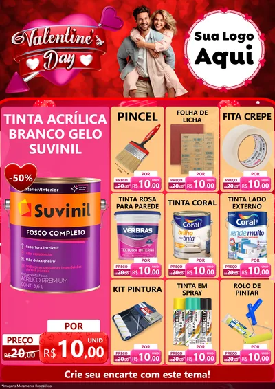 Modelo de Encarte para Encarte A4 Vertical com o tema Valentine's Day para Tintas e Ferramentas
